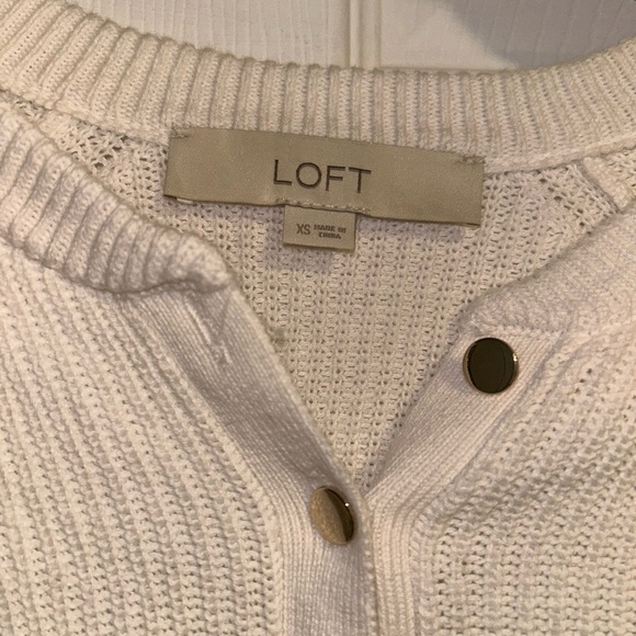 LOFT Cream Crewneck Sweater Soft Knit Raglan Sleeves - Picture 2 of 3